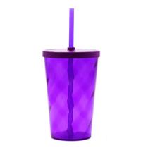 Copo Acrílico Espiral com Tampa e Canudo Cor:Roxo - Genérico