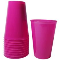 Copo Acrílico Resistente 200ml Rosa Pink Sólido - 10 unid Copo Acrílico Resistente 200ml Rosa Pink Sólido - 10 unid