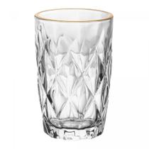 Copo Alto com Fio de Ouro Diamond 390ml Vidro Lyor