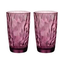 Copo Alto De Vidro Bormioli Rocco 470 ml Lilás Diamond 2 Peças