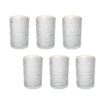 Copo Alto De Vidro Wolff 420 ml Borda Dourada Dots 6 Peças Copo Alto De Vidro Wolff 420 ml Borda Dourada Dots 6 Peças