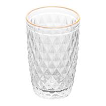 Copo Alto Fio De Dourado Bico Abacaxi 330ml Vidro Grosso