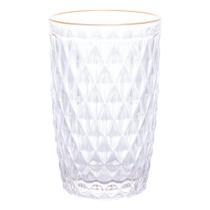 Copo Alto Vidro Com Fio de Ouro Bico de Abacaxi 330ml