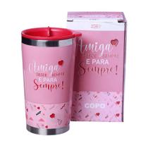 Copo Amiga Desde Sempre Semi-térmico Rosa 400ml Com Tampa Para Viagem - Zona Criativa Copo Amiga Desde Sempre Semi-térmico Rosa 400ml Com Tampa Para Viagem - Zona Criativa