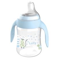 Copo antivazamento lolly com alca e tampa zoo 250ml azul bico de silicone Copo antivazamento lolly com alca e tampa zoo 250ml azul bico de silicone