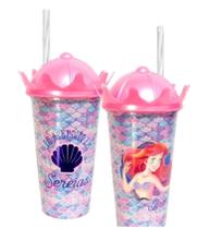 Copo Ariel Pequena Sereia 500ml Com Canudo Rosa Original