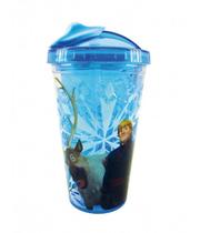 Copo Azul Com Canudo E Tampa Gel Congelante Anna Elsa Frozen - Disney Copo Azul Com Canudo E Tampa Gel Congelante Anna Elsa Frozen - Disney