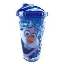 Copo azul com canudo e tampa gel congelante olaf 450ml - disney Copo azul com canudo e tampa gel congelante olaf 450ml - disney