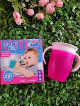 Copo Baby cor rosa - copo com alças antivazamento treinamento para bebê