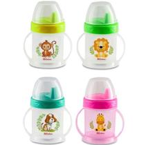 Copo baby de plástico kids colors com tampa alça e bico chuquinha graduado 250ml