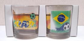 Copo baixo 300ml estampa bola brasil 2 peças