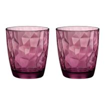 Copo Baixo De Vidro Bormioli Rocco 390 ml Lilás Diamond 2 Peças
