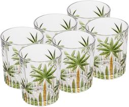 COPO BAIXO PALM TREE HANDPAINT 340ML CRISTAL ECOLOGICO 6 peças