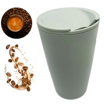 Copo Bambu C/ Tampa Ecológico Térmico Microondas 500ML Cinza