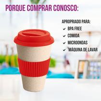 Copo Bambu e Arroz Café Ecológico Com Tampa 450ml Tipo Starbucks Reutilizável Copo Bambu e Arroz Café Ecológico Com Tampa 450ml Tipo Starbucks Reutilizável