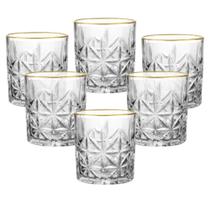 Copo Bar Whisky Horse Gold 340ml 6 Unidades Borda Dourada