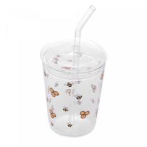 Copo Bee C/Tampa E Canudo Borossilicato 360ml 5962 Lyor
