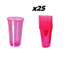 Copo Biodegradável Crystal Drink 300ml Rosa Neon - 25 Unid