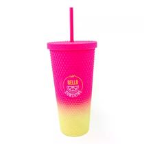Copo c/ canudo texturizado 700ml power solar degrade uatt