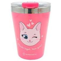 Copo C/ Tampa I Love Cats 300ml em Aço Inox Zona Criativa Copo C/ Tampa I Love Cats 300ml em Aço Inox Zona Criativa