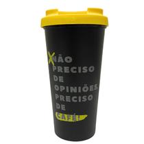 Copo Café C/ Tampa Bucks 500ml Estampado Frases Profissões