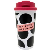 Copo Café C/ Tampa Bucks 500ml Estampado Frases Profissões