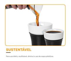 Copo Café Porcelana 150Ml Coffee Cup Luva Silicone Pressca