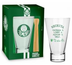 Copo Caipirinha Long Drink C/ Socador Palmeiras Original - BRASFOOT Copo Caipirinha Long Drink C/ Socador Palmeiras Original - BRASFOOT