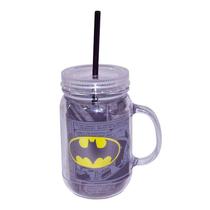 Copo Caneca com Tampa e Canudo Batman 550ml DC Comics - 01 Unidade -