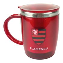 Copo Caneca Decorativa Térmica C/ Tampa Flamengo Oficial