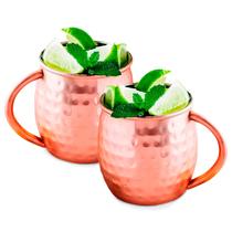 Copo Caneca Em Aluminio Rosa Gold 500 ml Drink Moscow Mule Com Alça