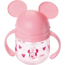 Copo Caneca Infantil Treinamento Minnie 260ml Com Canudo Retrátil Automático Plasútil Rosa