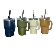 Copo Caneca Térmica 600ml Aço Inoxidável Com Tampa Canudo Bebida Quente E Fria