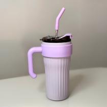Copo Caneca Térmico com Tampa Canudo Alça Inox Cor:Lilás Copo Caneca Térmico com Tampa Canudo Alça Inox Cor:Lilás