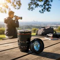 Copo Caneca Térmico Inox Lente Câmera Caniam Preto 350ml