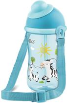 Copo Cantil Decorado Canudo Silicone Lillo 390 Ml Azul