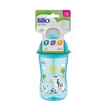 Copo Cantil Lillo Canudo Silicone Retratil 390ml Azul