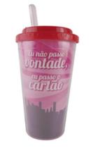 Copo Canudo 450ml Plástico Passo O Cartao - Unika