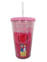 Copo Canudo 500 ML Duas camadas - Namorados