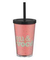 Copo canudo 550ml rosa voce e eu eu e voce004203318r