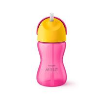 Copo Canudo Avent Curvado Rosa 300ml