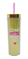 Copo Canudo Cilindro Dourado 450ml - Projeto Kiwi Copo Canudo Cilindro Dourado 450ml - Projeto Kiwi