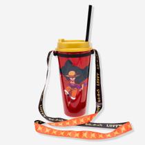 Copo canudo com cordao 1 lt monkey d. luffy one piece - zc