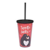 Copo canudo com gelo amor de PINGUIM-33430