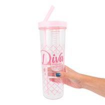 Copo canudo com infusor 700ml agua saborizada diva classica - Uatt