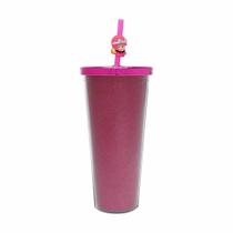 Copo Canudo Giant Wb Penélope Charmosa Glitter Rosa 600 Ml