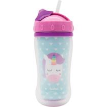 Copo canudo infantil parede dupla animal fun 320 ml buba - unicornio