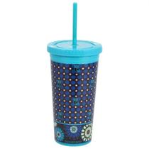 Copo Canudo Malibu 600ml Geometrico Coruja Noturna