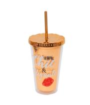 Copo Canudo Marrom Chic &amp Elegante 450ml Projeto Kiwi