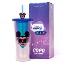 Copo canudo Mickey Holográfico Emoji 650ml - Zona Criativa